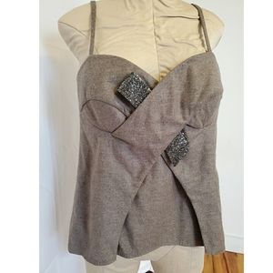 Escada wool tank top with embellished front bow detail